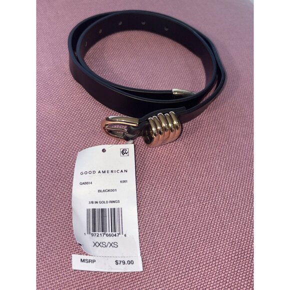 Good American Gold Rings in Black 001 XXSmall/XSmall New Womens Vegan - Picture 5 of 9